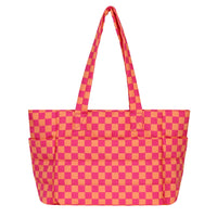 Checkered Hot Pink and Orange