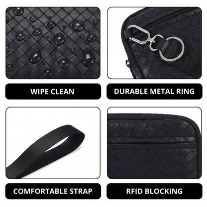 Statshy – Woven Leather Crossbody Wallet