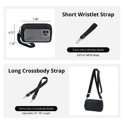 Statshy – Woven Leather Crossbody Wallet
