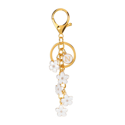 Daisy Flower Initial Letter - Bag Charm (White)