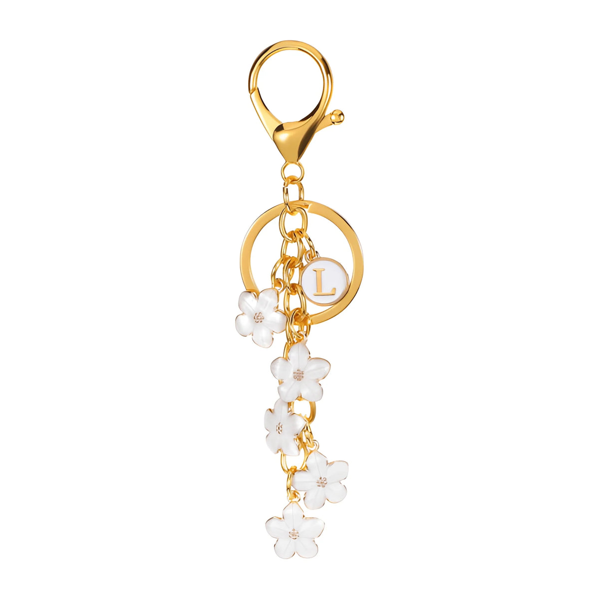 Daisy Flower Initial Letter - Bag Charm (White)